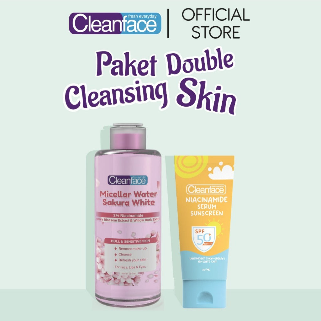 [DAPAT 2] Purbasari Cleanface Micellar Water 250ml & Sunscreen Niacinamide SPF 50++ - Makeup Remover Cleanser