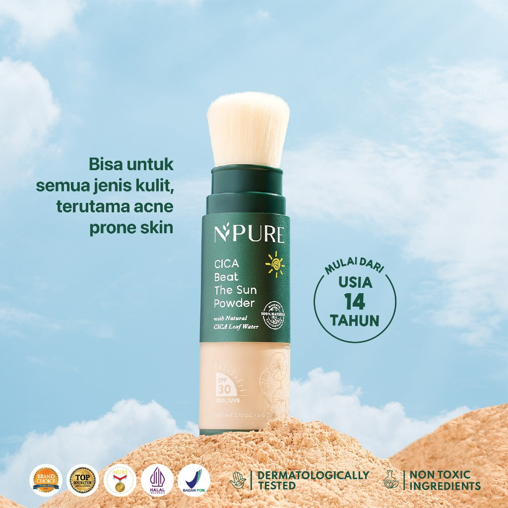 NPURE Bundle Cica Beat The Sun Matte + Cica Beat The Sun Powder / Acne Sunscreen / Untuk Kulit Berminyak / Sunscreen SPF++++
