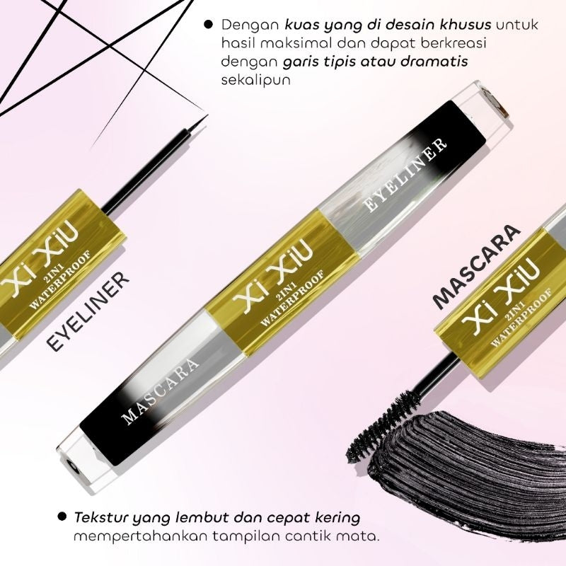 Maskara dan Eyeliner 2 in 1 XI XIU Divine Waterproof - Produk Kosmetik Praktis dan Efisien