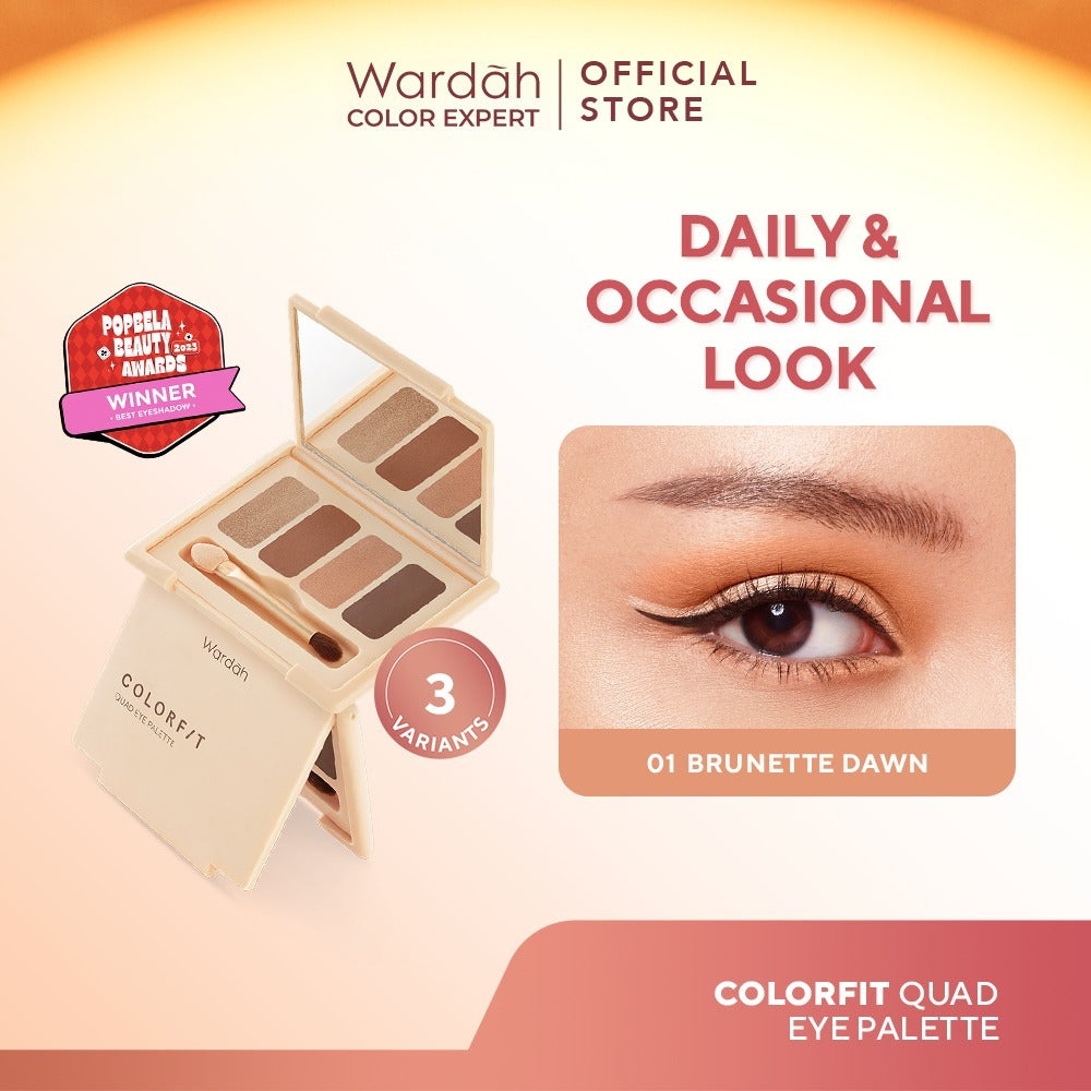 WARDAH Colorfit Quad Eye Palette - Eyeshadow 4 in 1 Pigmented, Blendable, Mudah Digunakan - Eye shadow - Makeup