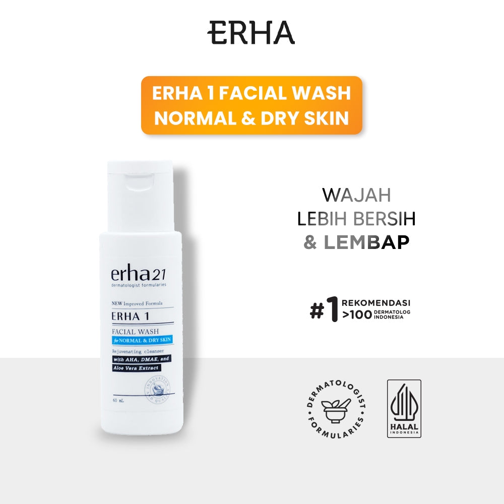 ERHA 1 Facial Wash for Normal & Dry Skin 60ml - Sabun Muka Kulit Normal dan Kering