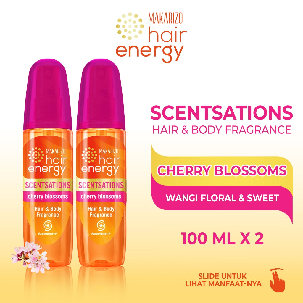 PAKET ISI 2 - Makarizo Hair Energy Scentsations Cherry Blossoms 100 mL Parfum Rambut