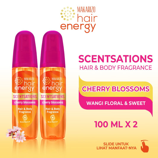 PAKET ISI 2 - Makarizo Hair Energy Scentsations Cherry Blossoms 100 mL Parfum Rambut