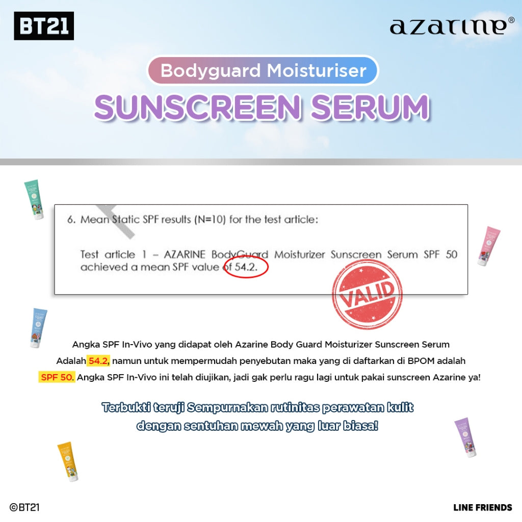 Azarine Body Guard Moisturizer Sunscreen Serum SPF50 PA++++ Sunblock Badan [LOLOS UJI INVIVO INVITRO] [100ml]