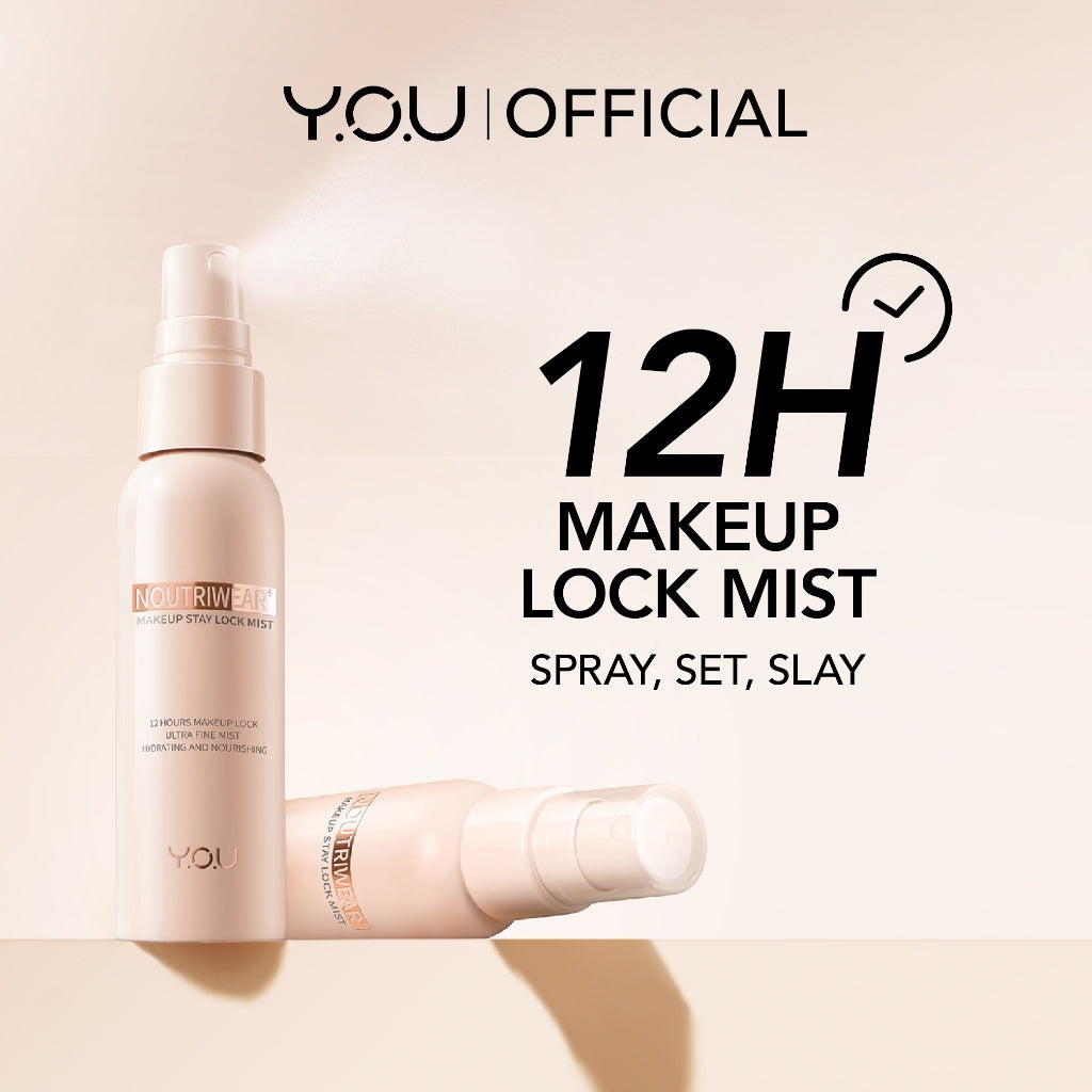 YOU NoutriWear+ Makeup Stay Lock Mist Setting Spray Oil Control Hydrating & Nourishing Tahan Lama Hingga 12 Jam Makeup Lock Kosmetik Mist