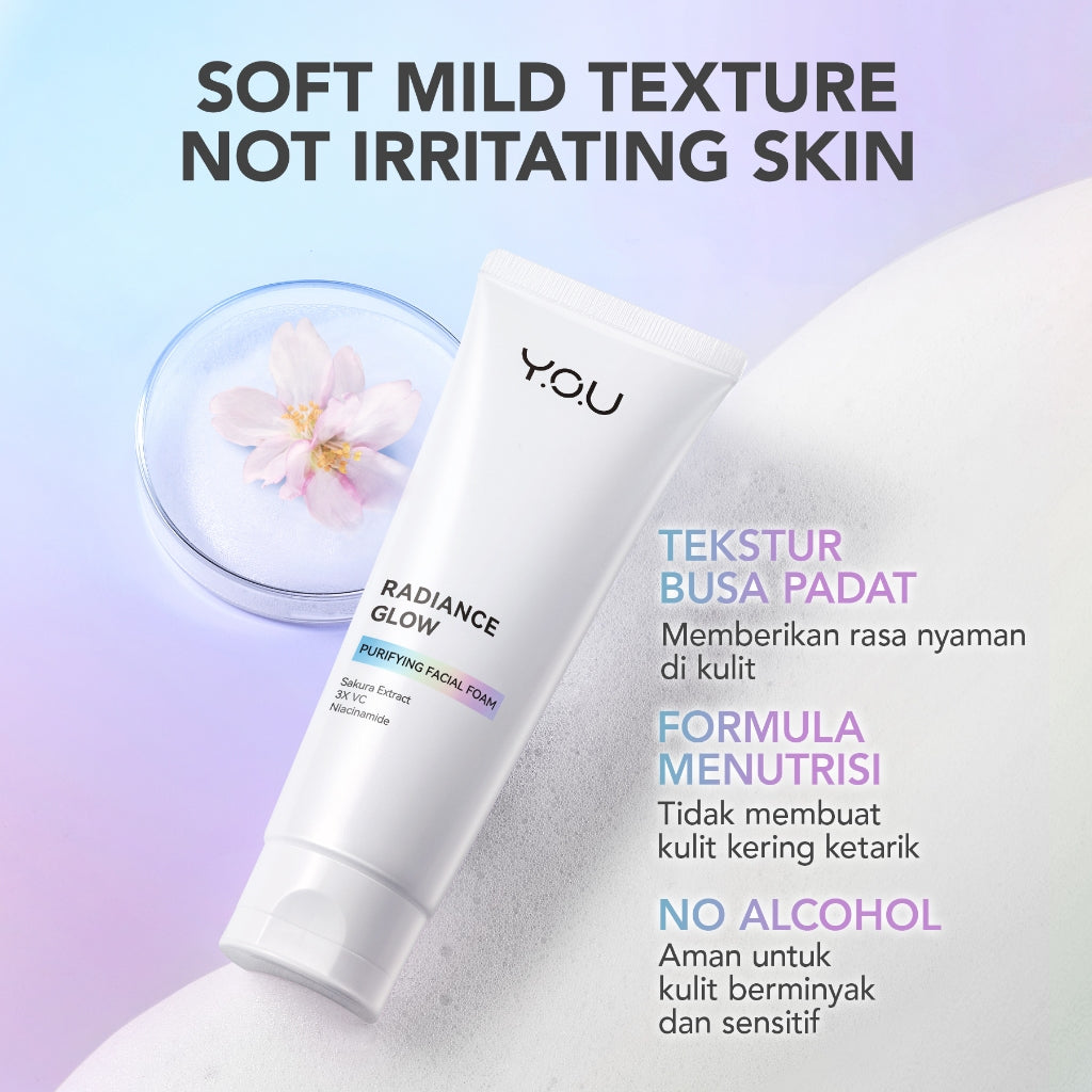 YOU Radiance Glow Purifying Facial Foam Brightening Vitamin C Niacinamide Amino Gentle Cleansing Mencerahkan