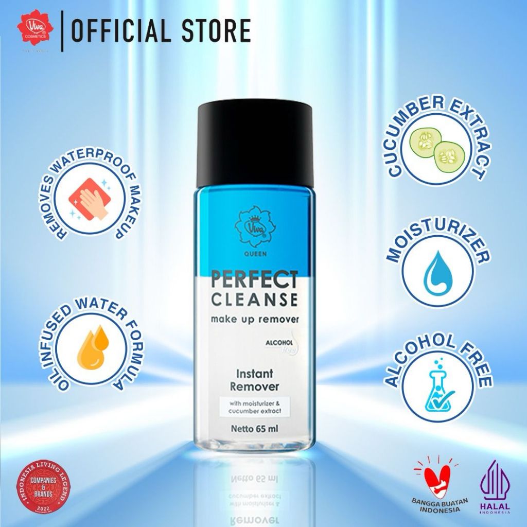 Viva Queen Perfect Cleanse Make Up Remover ALCOHOL FREE with Moisturizer & Cucumber Extract (INSTANT REMOVER) - 65ml