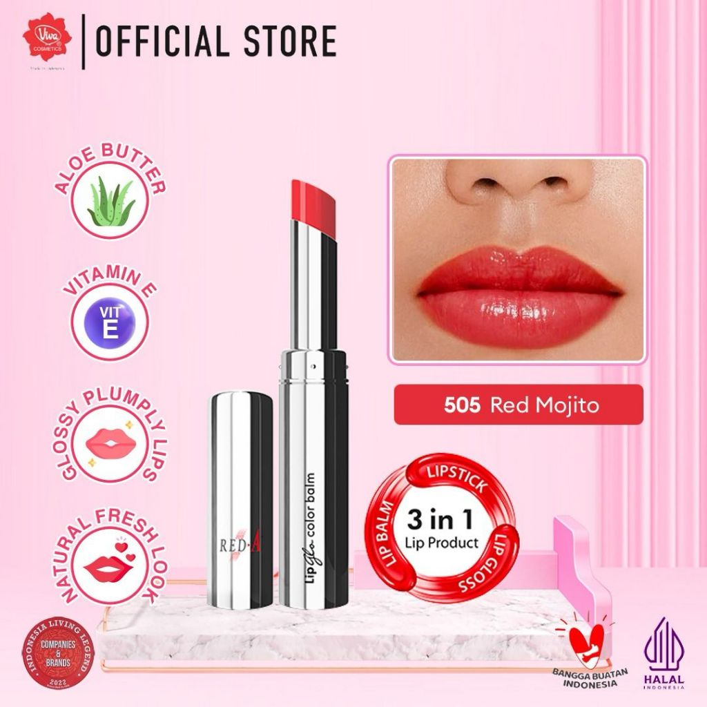 Red-A Lip Glo Color Balm 3 in 1 - LIPBALM, LIPGLOSS & LIPSTICK (tersedia 9 varian warna)