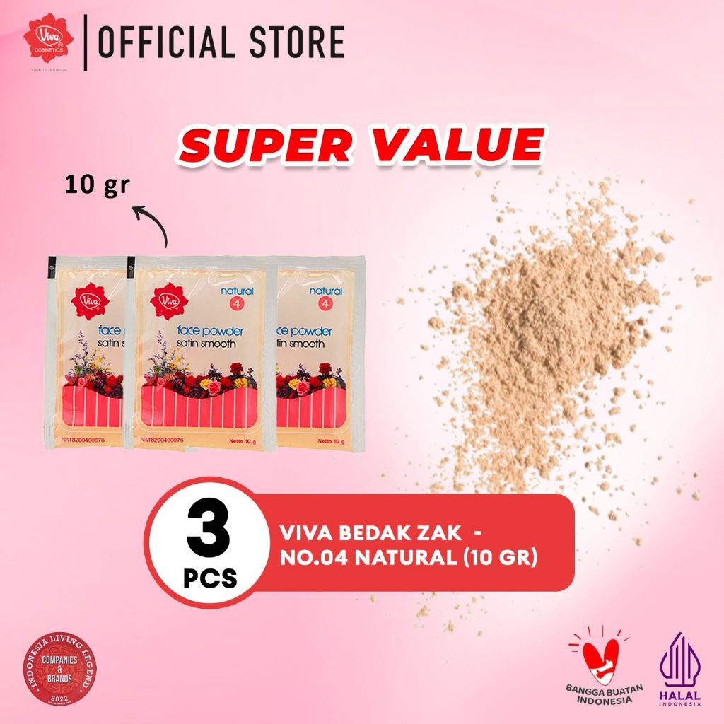 [Super Value !!!] Viva Bedak Zak Supermini Natural (Refill - Face Powder) -  Isi 3 Pcs