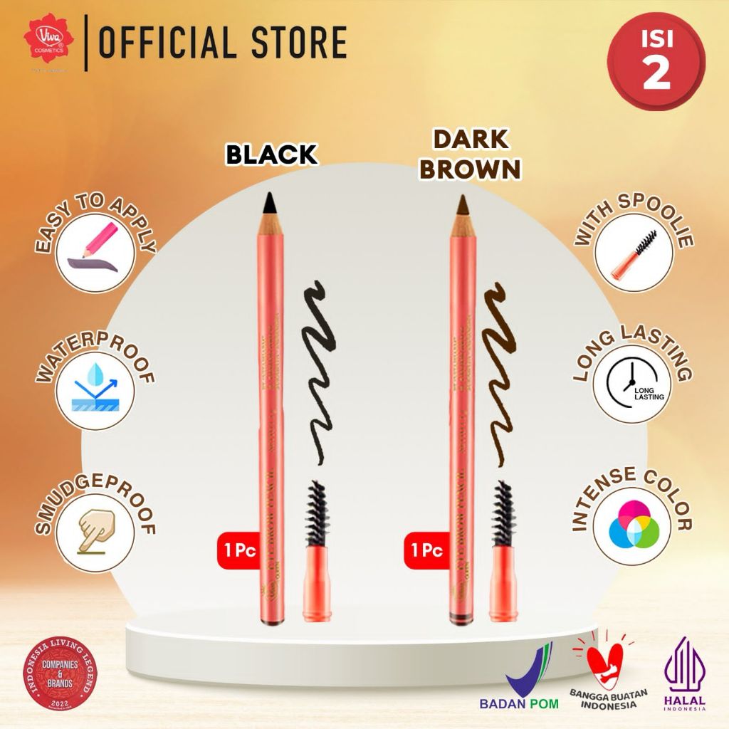 [Super Pack !!!] Viva Queen Eye Brow Pencil (WATERPROOF, SMUDGEPROOF & TRANSFERPROOF)  - tersedia 3 varian warna
