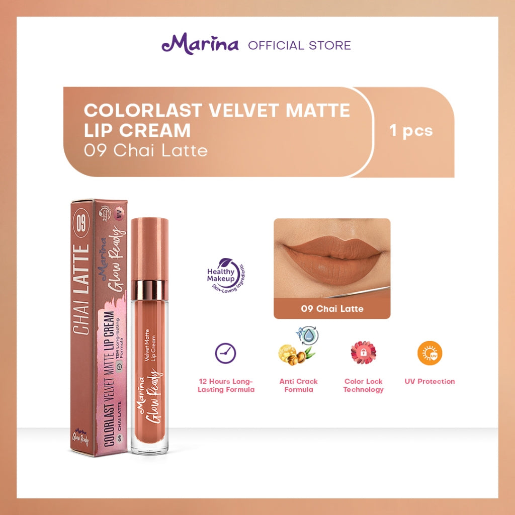 Marina Glow Ready Colorlast Velvet Matte Lip Cream 5ml - Exp Date : 05.2026