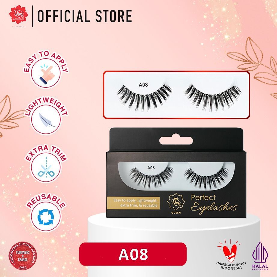 Viva Queen Perfect Eyelashes Series A - REUSABLE, LIGHT WEIGHT & EXTRA TRIM (Strip Lashes-Tersedia 9 Pilihan Bulu Mata)