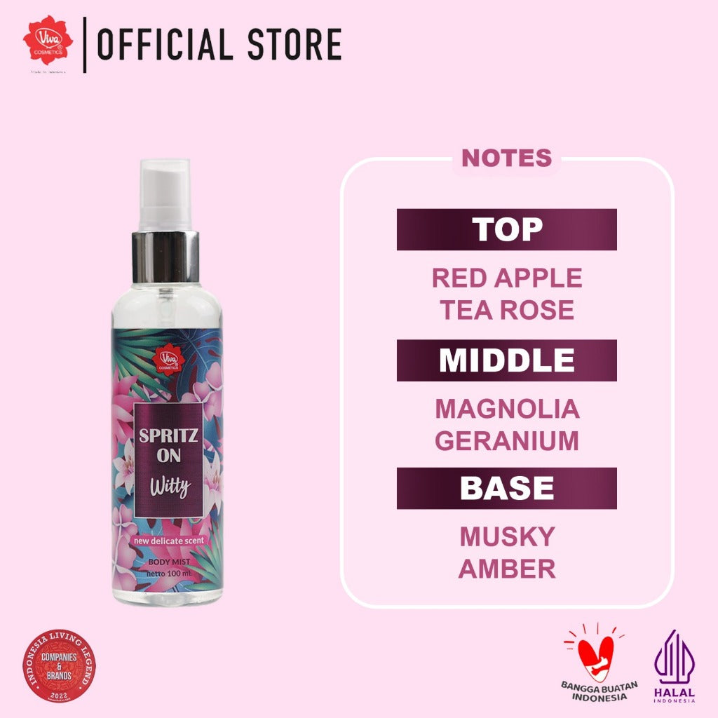 Viva Body Mist Spritz On For Women with Antibacterial Active & Moisturizer  (tersedia 4 aroma)