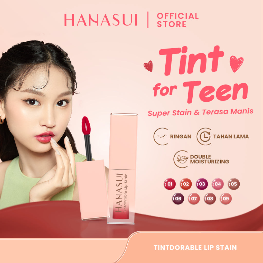 Hanasui Tintdorable Lip Stain - Lip Tint Melembapkan Transferproof Tahan Lama Natural Formula Ringan