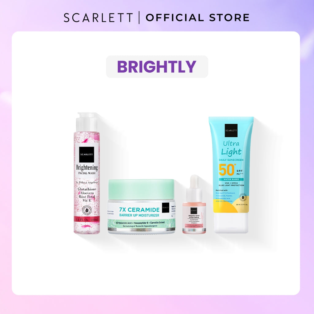 Scarlett Whitening 4pcs Skincare Daily Routine ( Acne, Brightly, Exfoliate )