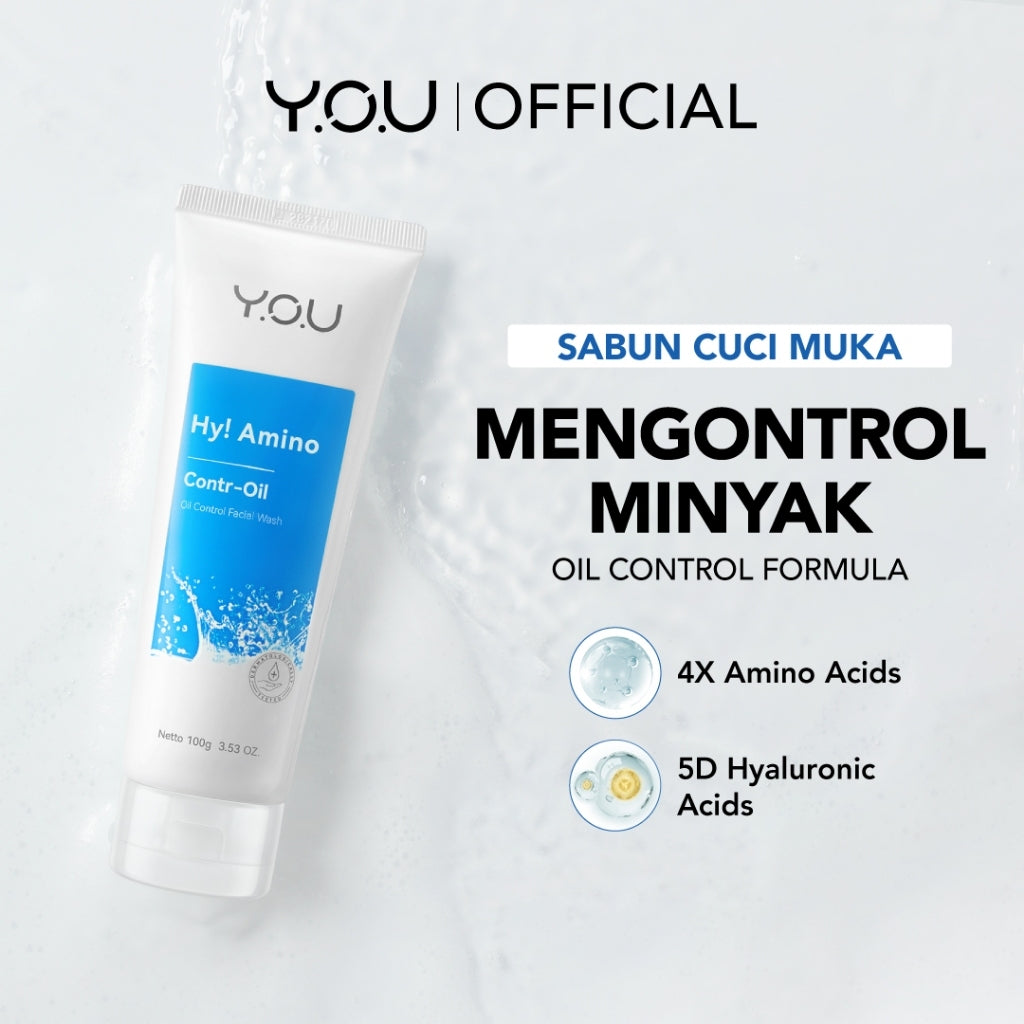 YOU Hy! Amino Contr-Oil Oil Control Facial Wash 100gr Kulit Berminyak Glycolic Acid