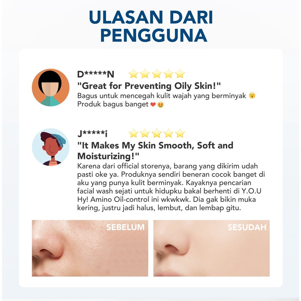 YOU Hy! Amino Contr-Oil Oil Control Facial Wash 100gr Kulit Berminyak Glycolic Acid