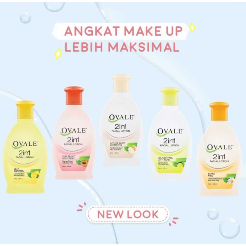 OVALE 2in1 Facial Lotion Bengkuang / Lemon / Anti Acne / 60ml 100ml 200ml - Pembersih Wajah Sekali Usap/HenecoBeauty