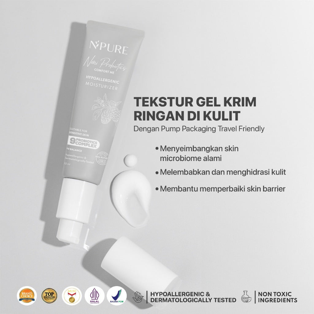 NPURE Moisturizer Noni / Comfort Me / Moisturizer Kulit Sensitif / Pelembap Ringan Hypoallergenic / ph Balance / Semua Jenis Kulit / Eczema