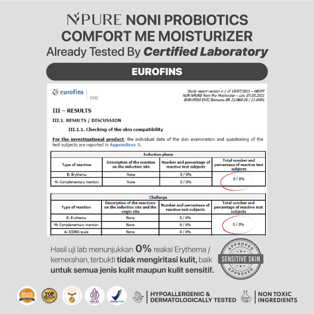 NPURE Moisturizer Noni / Comfort Me / Moisturizer Kulit Sensitif / Pelembap Ringan Hypoallergenic / ph Balance / Semua Jenis Kulit / Eczema