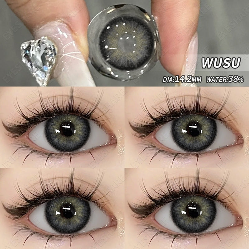 Eyeshare Softlens Wusu Black Brown Warna 14.2MM Lensa Kontak Natural Softlen