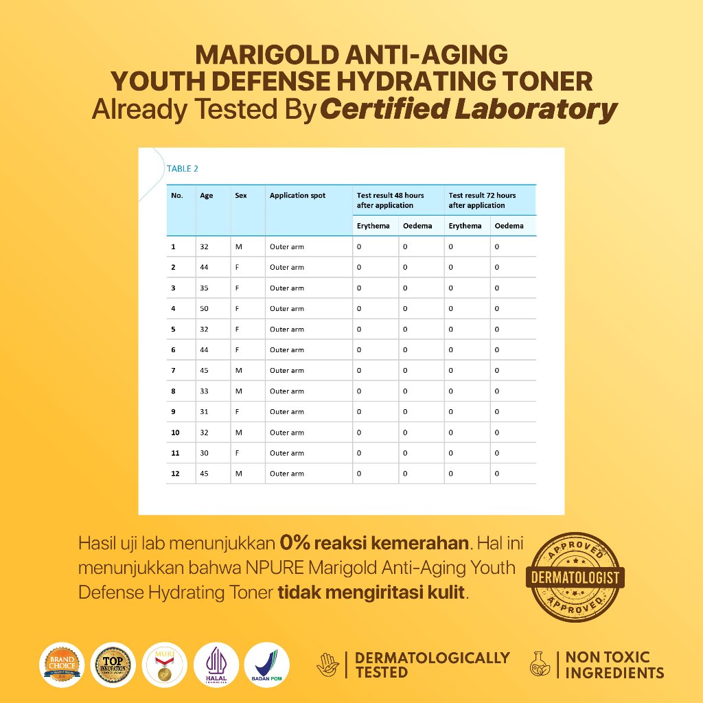 NPURE Marigold Anti-Aging Youth Defense Hydrating Toner / Clearing Petal Toner/ Anti Aging Toner/ Toner Gentle Eksfoliasi Wajah Natural / Membersihkan Kotoran