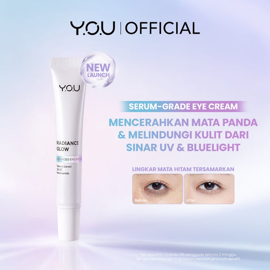 YOU Radiance Glow Advanced Eye Serum Eye Cream Mencerahkan Mata Panda dengan Sakura Extract, Niacinamide, Vitamin C, Collagen, Peptide