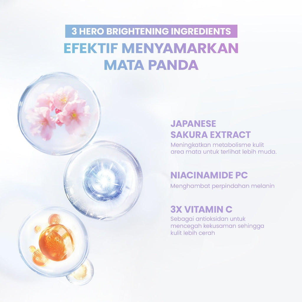 YOU Radiance Glow Advanced Eye Serum Eye Cream Mencerahkan Mata Panda dengan Sakura Extract, Niacinamide, Vitamin C, Collagen, Peptide