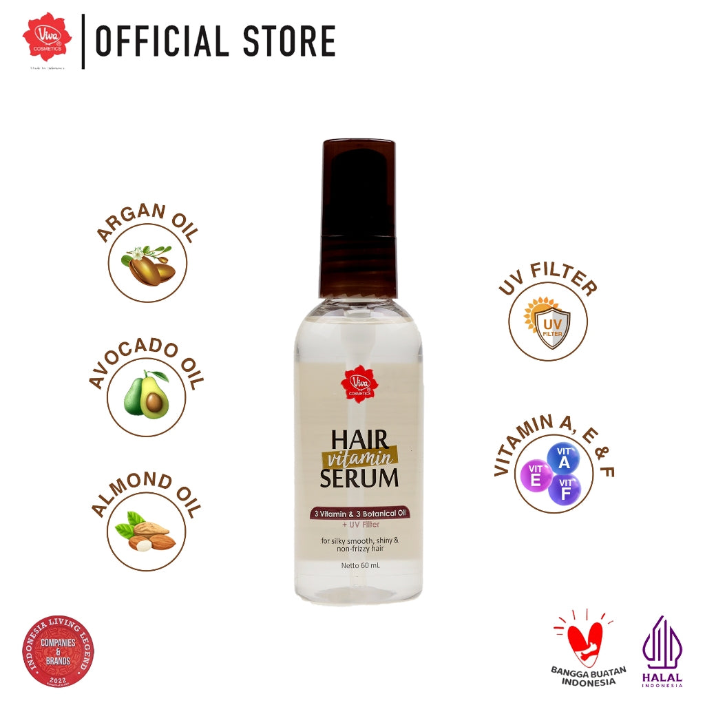 Viva Hair Vitamin Serum with UV Filter, VIT A, E & F, Argan Oil, Avocado Oil & Almond Oil (60 ml)