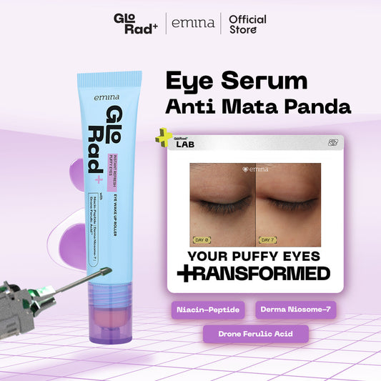 Emina GloRad+ Instant Refresh Puffy Eyes Eye Wake Up Roller - Eye Serum Samarkan Mata Panda, Mencerahkan Kulit Bawah Mata