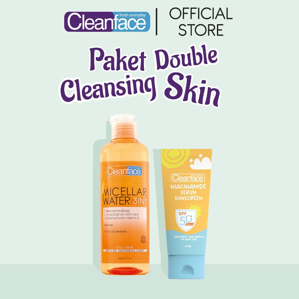 [DAPAT 2] Purbasari Cleanface Micellar Water 250ml & Sunscreen Niacinamide SPF 50++ - Makeup Remover Cleanser