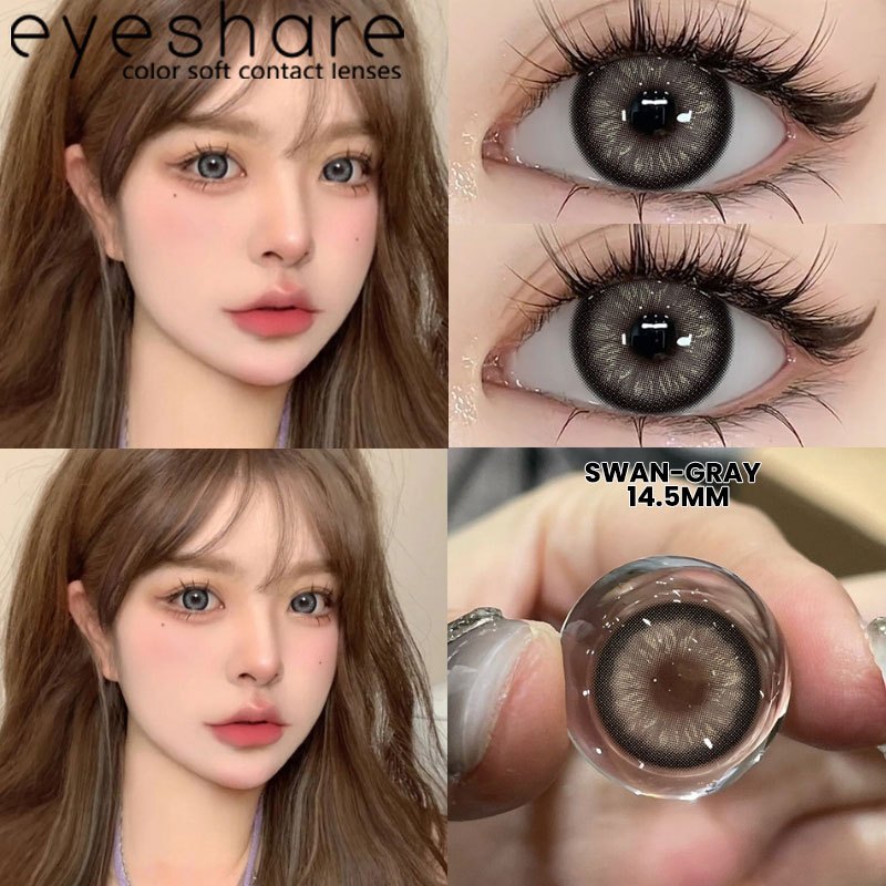 Eyeshare Softlens Omg Abu-Abu Coklat Ungu 1 Pasang 14.0mm Lensa Kontak