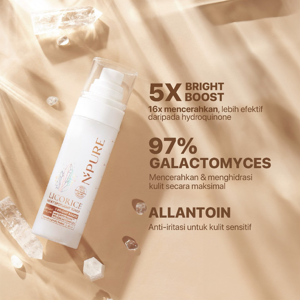 NPURE GLOWING SET - NPURE Bundling Licorice Toner + Licorice Pad /  Brightening Toner / Mencerahkan Wajah