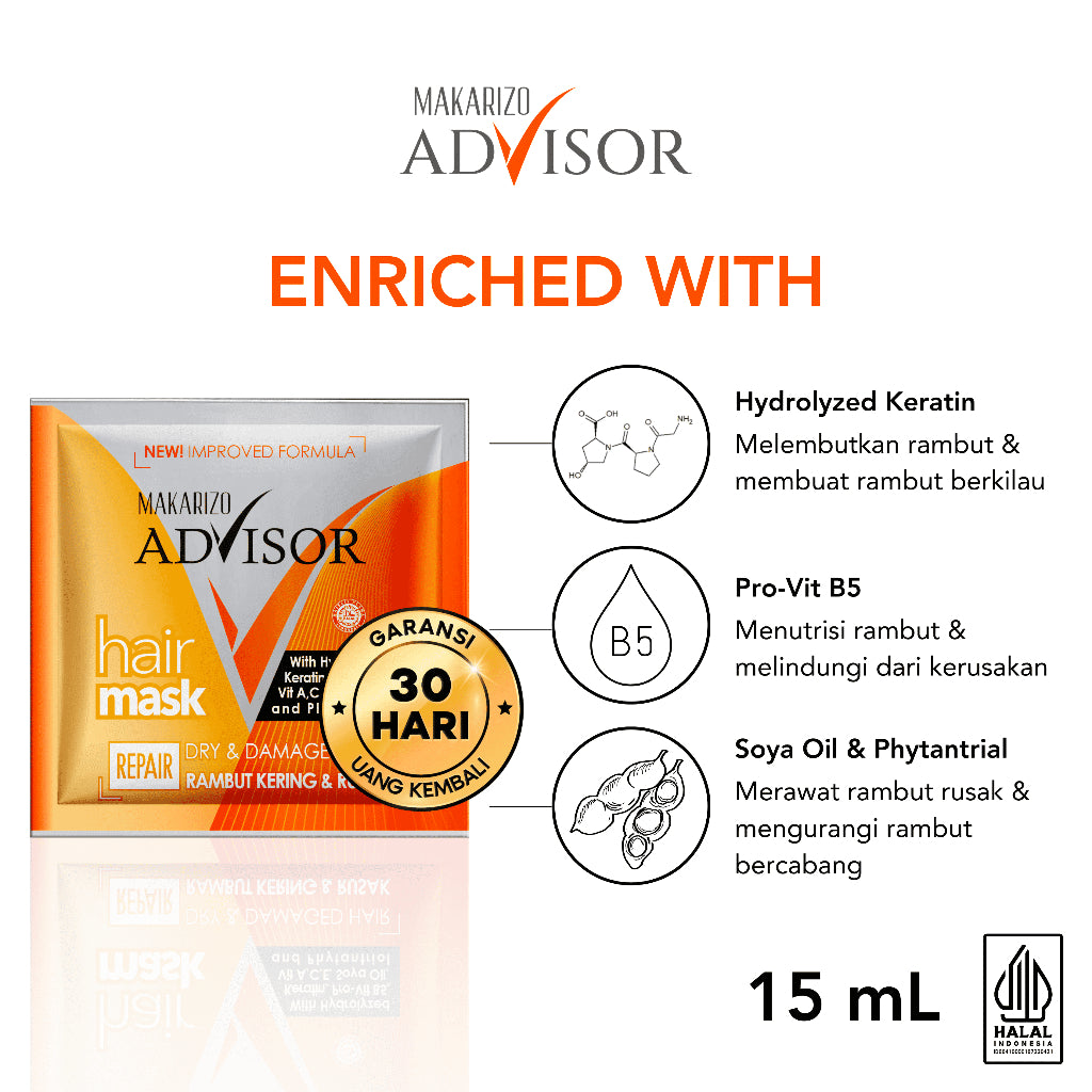 Makarizo Advisor Hair Repair Mask 15 mL & 30 mL - Masker Rambut / Hair Mask / Rambut Lembut