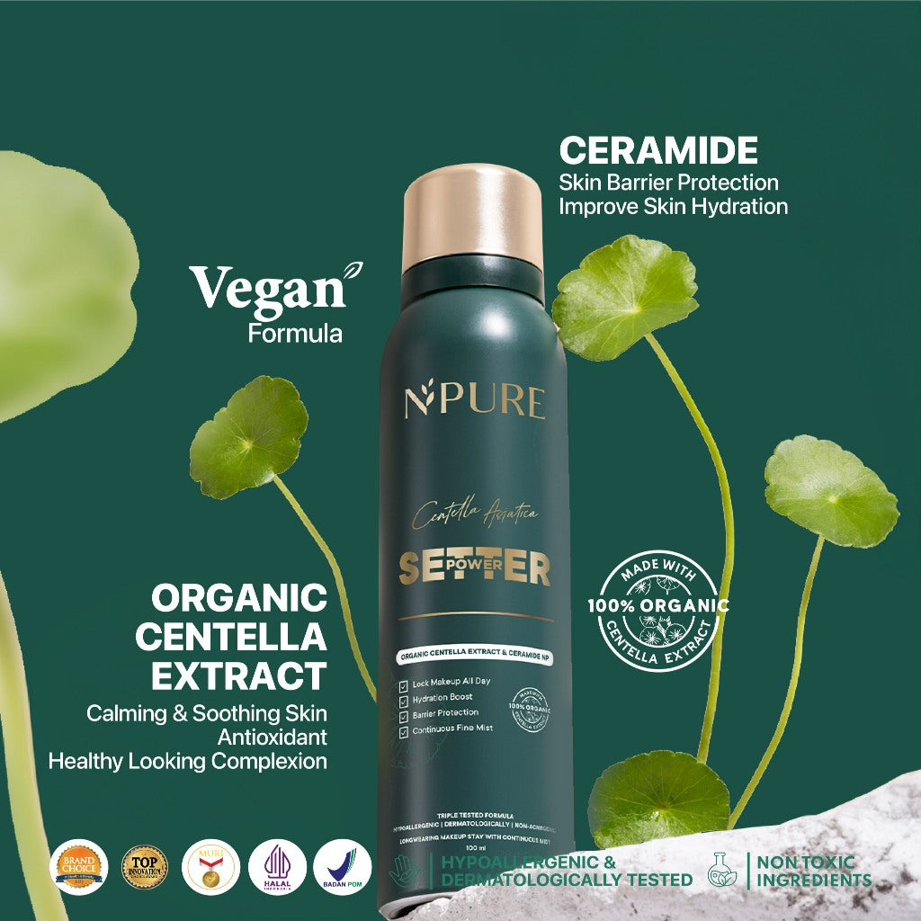 DUO SPRAY - NPURE  Centella Asiatica Power Setter - Setting Spray + Cica Beat The Sun Spray/ Sunscreen Spray / Setting Oil control & Barrier Protection / Setting Spray cocok untuk kulit berjerawat & sensitif / spray makeup tahan lama
