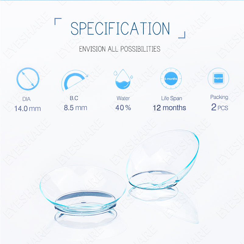 Eyeshare Clear Blue Softlens Minus(-1.00~-6.00) 14.0mm Tanpa Warna Mata Softlen Lensa Kontak
