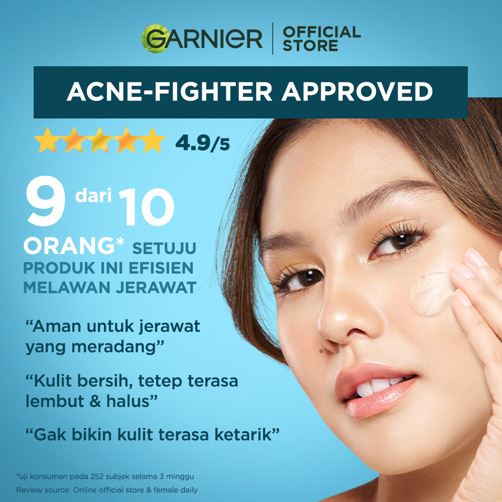 Garnier Bright Complete Anti Acne Gel Wash 120ml (2 % Vitamin C + Salicylic)  - Skincare Sabun Wajah Gel Brightening & Lawan Jerawat