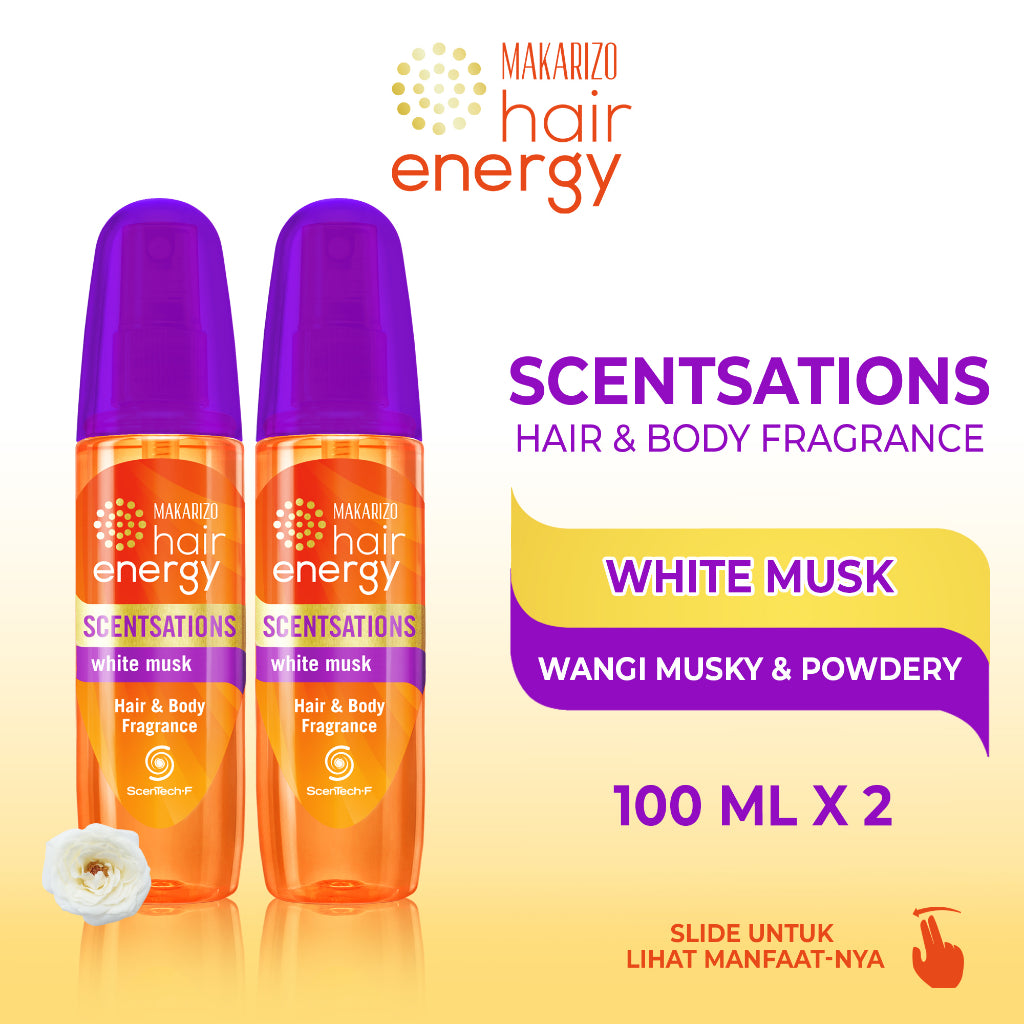 PAKET ISI 2 - Makarizo Hair Energy Scentsations White Musk 100 mL Parfum Rambut