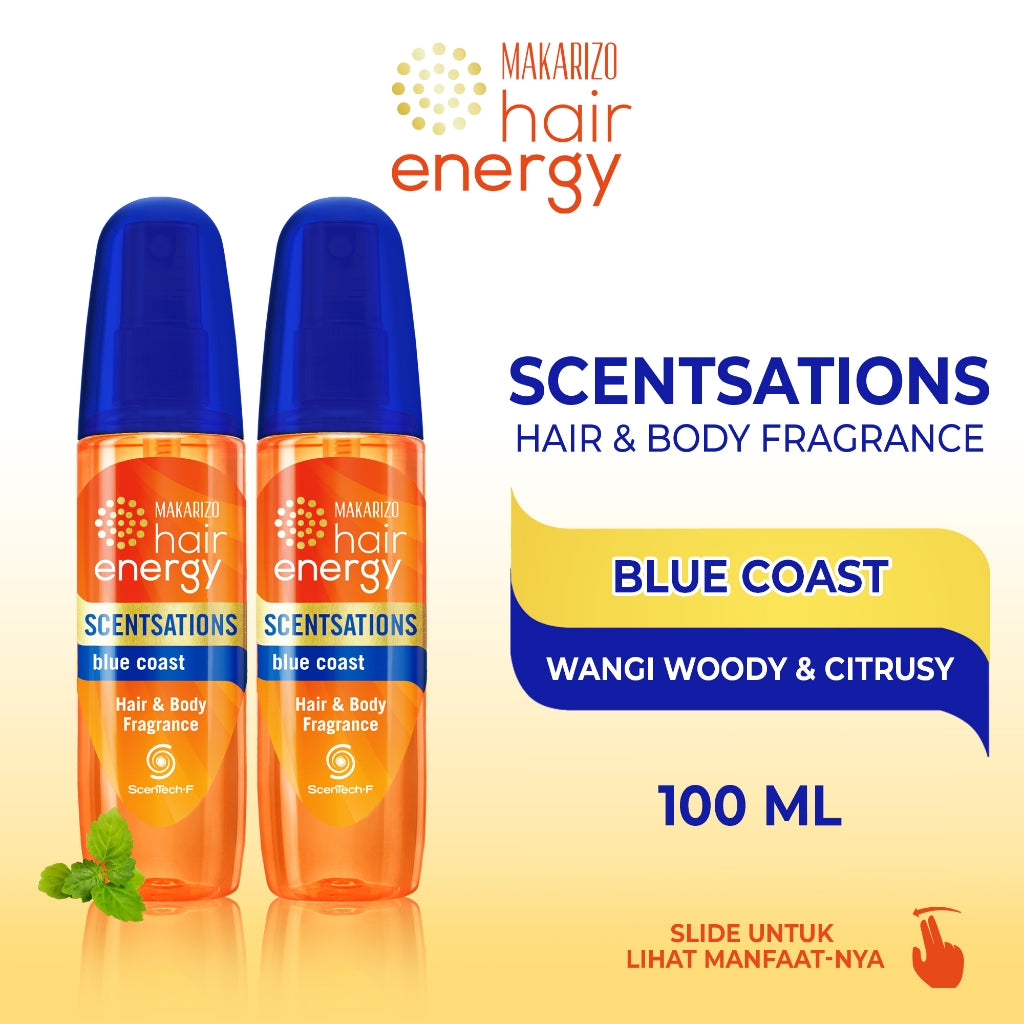 PAKET ISI 2 - Makarizo Hair Energy Scentsations Blue Coast 100 mL Parfum Rambut