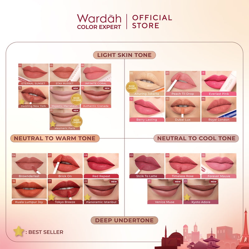 [LIPCALL] WARDAH Colorfit Lip Paint Around the World -  Lip Cream Tahan Lama Hingga 12 Jam, Transferproof, Pigmented -Liptint-Lip-Stain-Lipgloss-Lipstik-Lip Tint-Lip Matte-Lipstick-Lipcream-Lip Longlasting Waterproof Tahan Lama-Makeup-Lipbrary