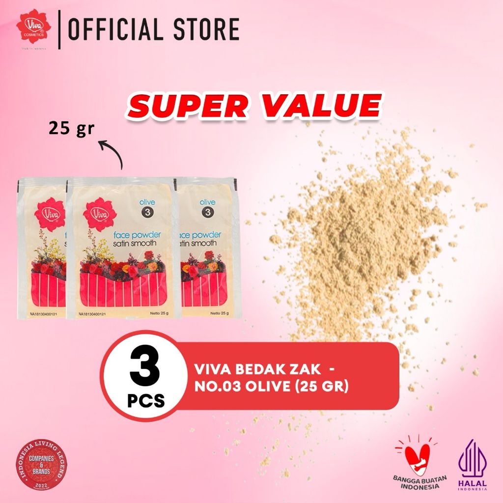 [Super Value !!!] Viva Bedak Zak (Refill - Face Powder) - Tersedia 3 Varian Warna (Isi 3 Pcs)