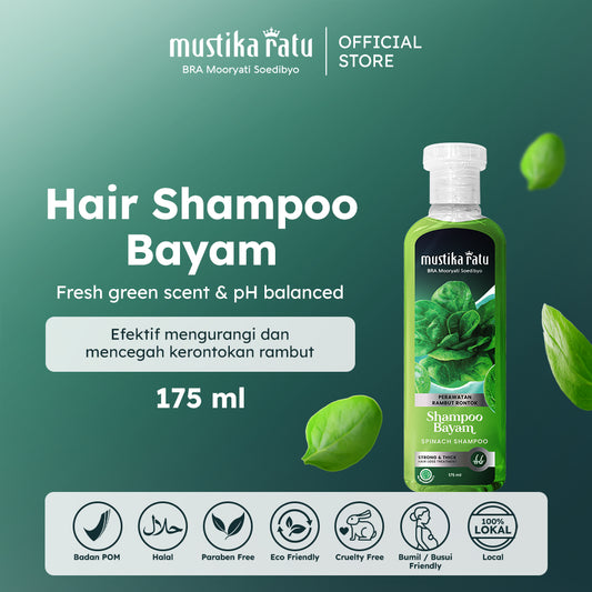 Mustika Ratu Shampoo Bayam 175ml perawatan untuk rambut rontok