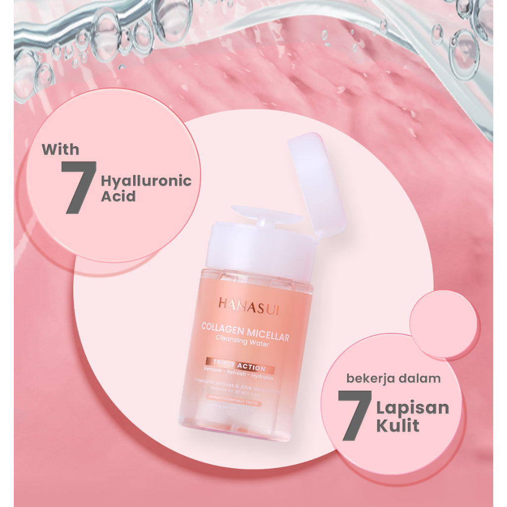 Hanasui Collagen Micellar Cleansing Water - Pembersih Wajah Make Up Remover Cleansing Water dan Melembapkan Wajah