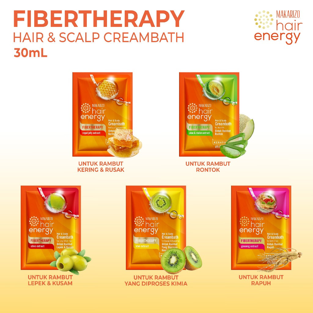 PAKET ISI 2 - Makarizo Hair Energy Fibertherapy Hair & Scalp Creambath Royal Jelly 30 gr