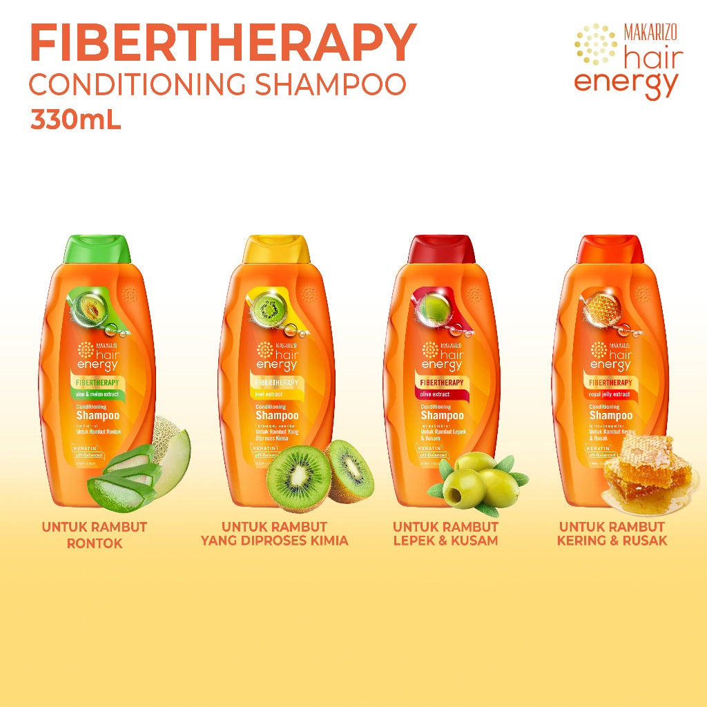 PAKET ISI 2 - Makarizo Hair Energy Fibertherapy Conditioning Shampoo Royal Jelly 330 mL