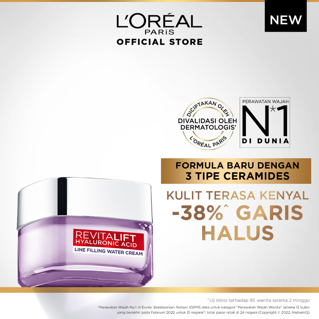L'Oreal Paris Revitalift Hyaluronic Acid Plumping Moisturizer Day Cream Skin Care 50 ml & 15ml Kulit kering, Garis halus, Kerutan wajah, skin barrier   Anti aging skincare, Anti aging cream