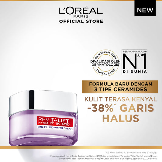 L'Oreal Paris Revitalift Hyaluronic Acid Plumping Moisturizer Day Cream Skin Care 50 ml & 15ml Kulit kering, Garis halus, Kerutan wajah, skin barrier   Anti aging skincare, Anti aging cream