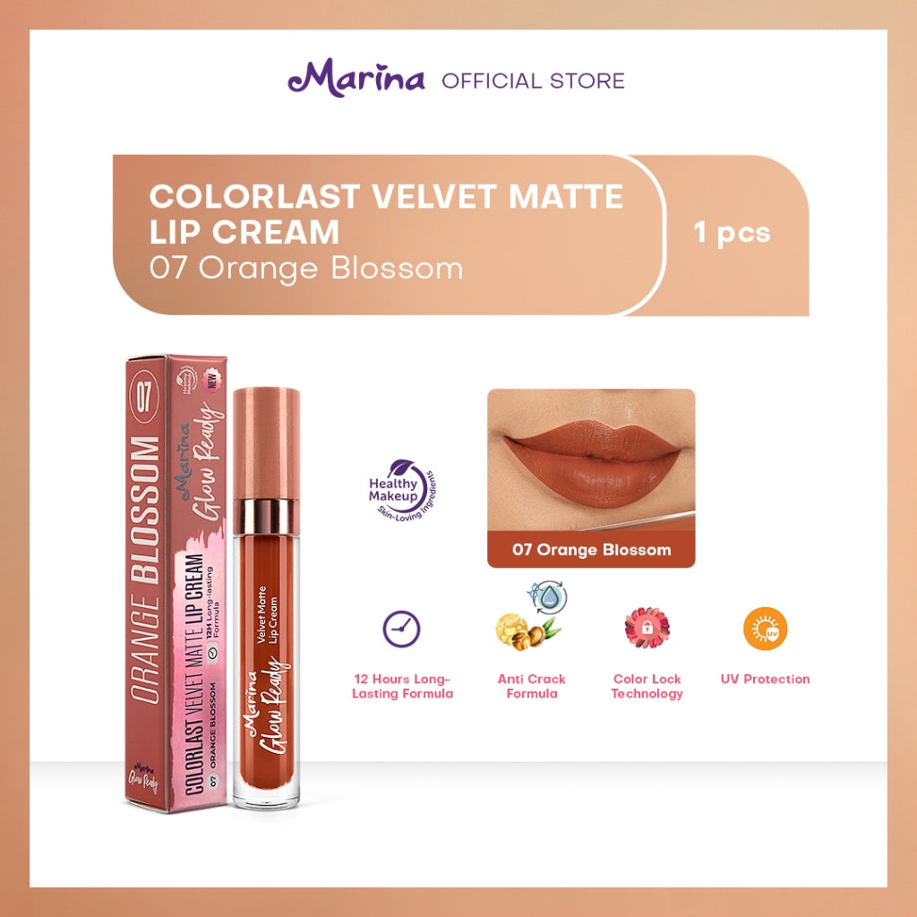 Marina Glow Ready Colorlast Velvet Matte Lip Cream 5ml - Exp Date : 05.2026