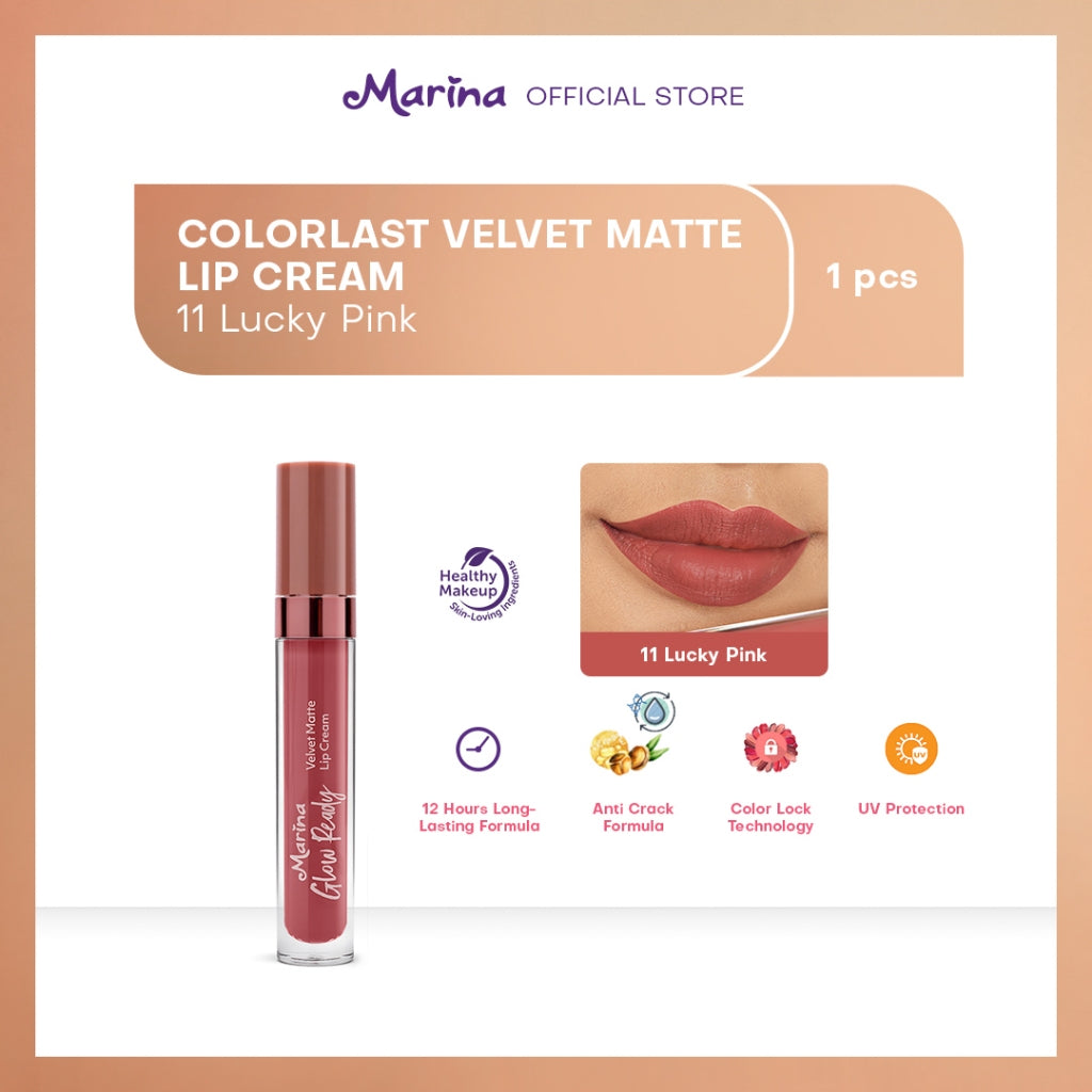 Marina Glow Ready Colorlast Velvet Matte Lip Cream 5ml - Exp Date : 05.2026