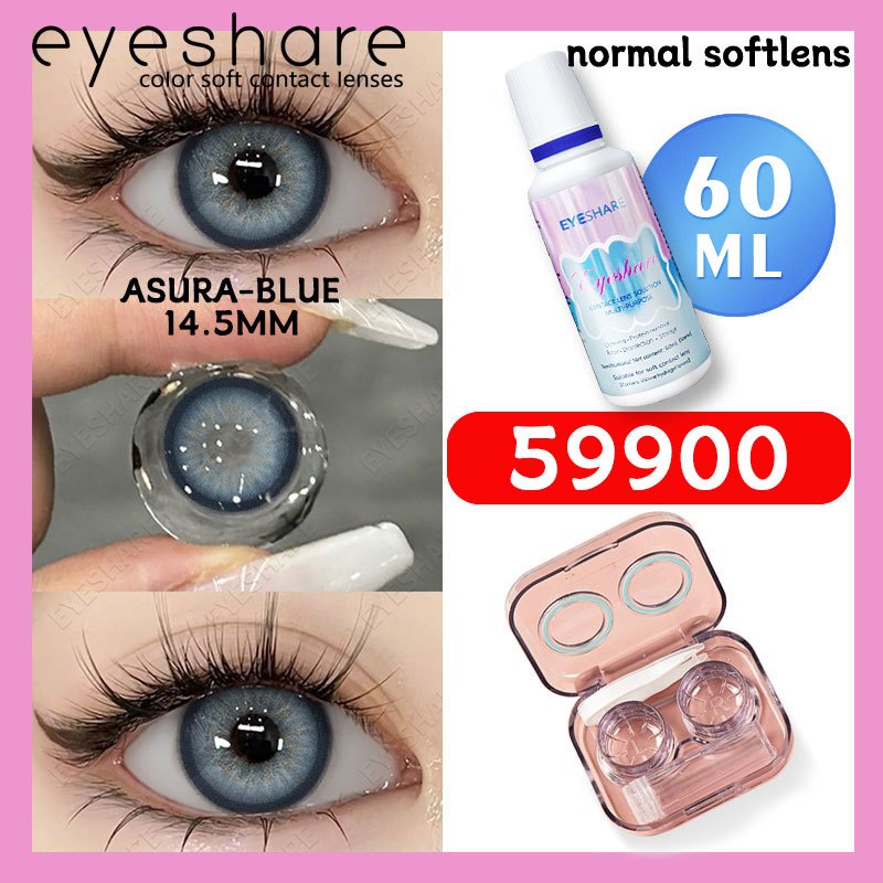 Eyeshare 1Pasang Softlens 14.5mm + Solution Cairan 60ml + kotak cermin